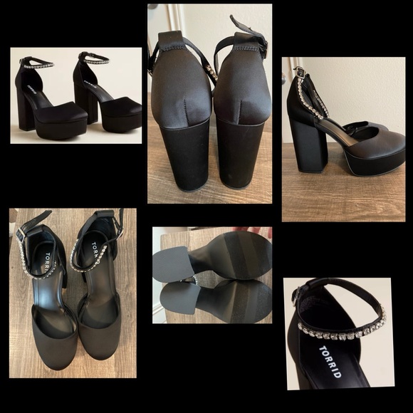 Torrid Black Chunky Heel Platform Shoes with Rhinestones - Picture 1 of 1